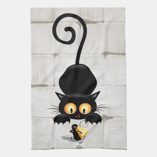 Linge De Cuisine Chat et souris avec des personnages de dessin amus (Vertical)