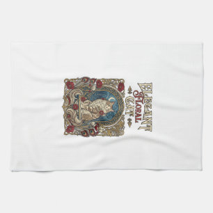 Linge De Cuisine Chat floral élégant Art Nouveau vintage vecteur