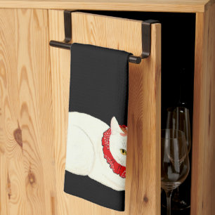 Linge De Cuisine Chat japonais blanc et gingembre
