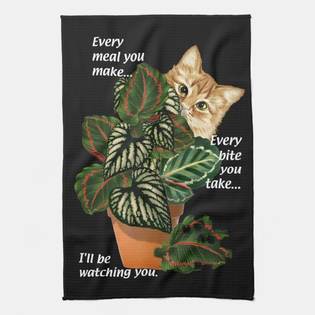 Linge De Cuisine Chat Je vous regarderai Chanson Parodie Plante Pos (Vertical)