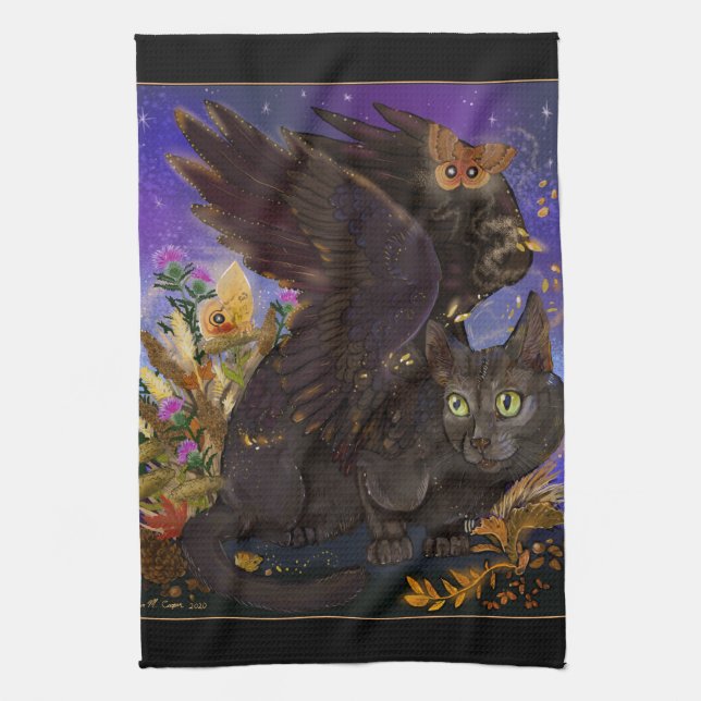 Linge De Cuisine Chat magique de l'automne du corbeau (Vertical)