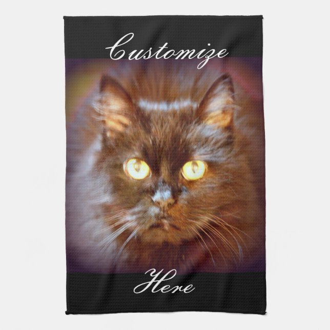 Linge De Cuisine chat noir (Vertical)