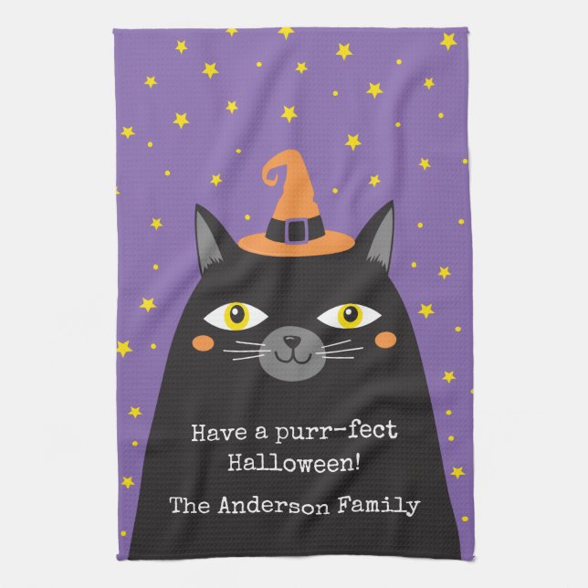 Linge De Cuisine Chat noir d'Halloween mignonne (Vertical)