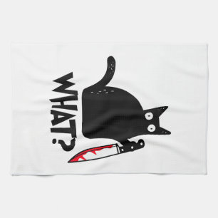 Linge De Cuisine Chat Qu'est-ce que_ Drôle Chat Noir