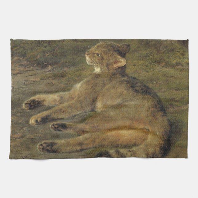 Linge De Cuisine Chat sauvage (par Rosa Bonheur) (Horizontal)