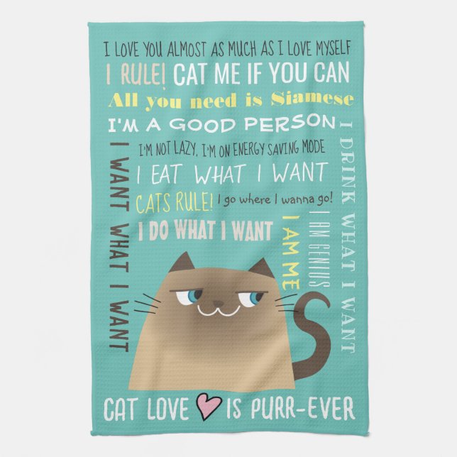 Linge De Cuisine Chat siamois amusant (Vertical)
