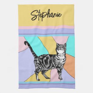Linge De Cuisine Chat Tabby Pastel Chats Femme Pastel Couleurs