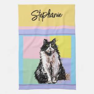 Linge De Cuisine Chat Tabby Pastel Chats Femme Pastel Couleurs
