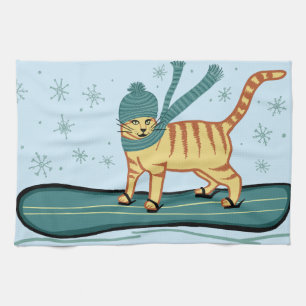 Linge De Cuisine Chat Tabby Snowboard