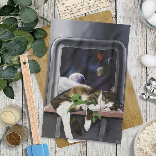 Linge De Cuisine Chat tabby vaisseau spatial Peluche extraterrestre