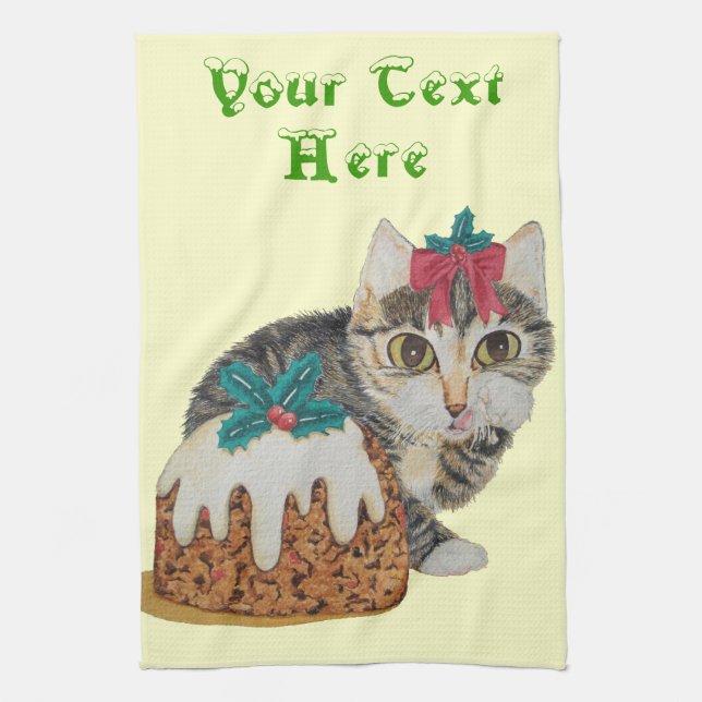 Linge De Cuisine chat tigré gris de chaton mignon léchant Noël de (Vertical)
