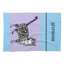 Chat Tigré Pastel Chats Femmes Bleu Clair Violet