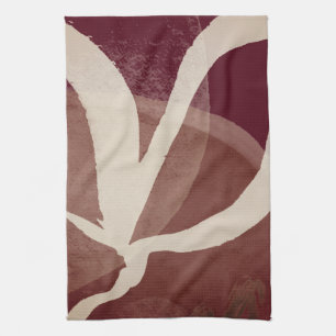 Linge De Cuisine Châtaigne de Bourgogne & Crème Aquarelle Abstraite