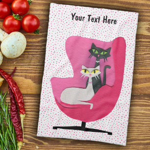 Linge De Cuisine Chats atomiques mignons dans des points de chaise