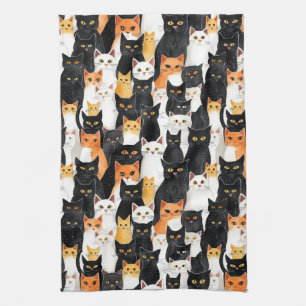 Linge De Cuisine Chats blancs orange noirs