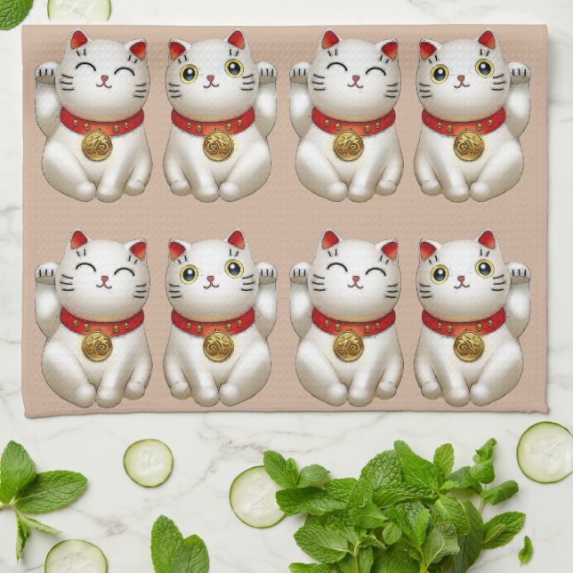 Linge De Cuisine Chats chanceux (Plié)