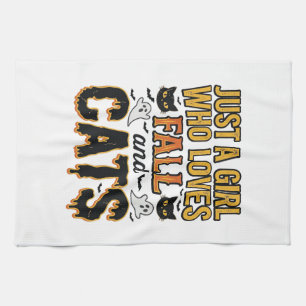 Linge De Cuisine Chats d'automne fille d'Halloween Graphisme vintag