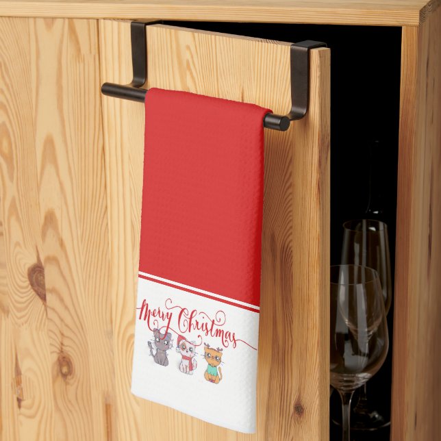 Linge De Cuisine Chats de Noël (Pliage en tiers)