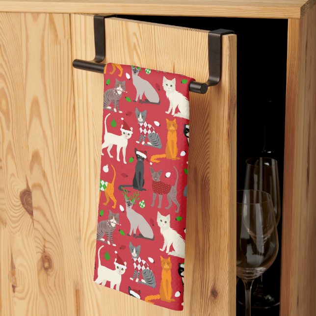 Linge De Cuisine Chats de Noël (Pliage en tiers)
