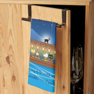 Linge De Cuisine Chats délicieux dans les feux d'artifice à bord d'