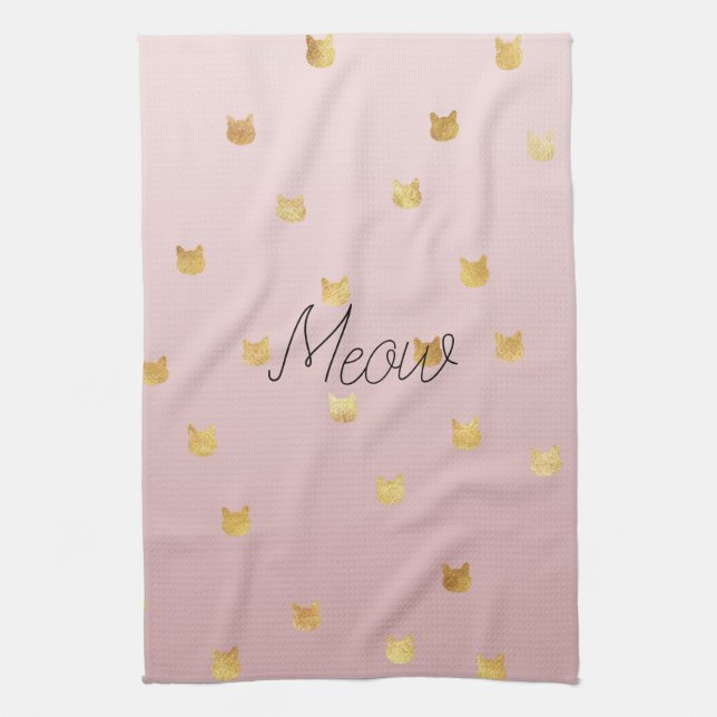 Linge De Cuisine Chats en or Blush Rose Ombre (Vertical)
