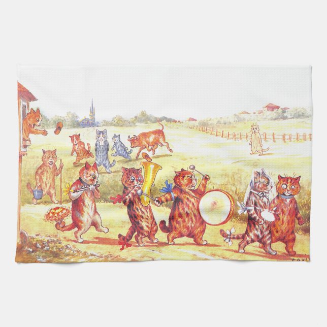 Linge De Cuisine Chats Mariages de village de Louis Wain (Horizontal)