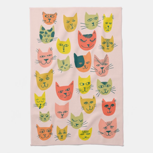 Linge De Cuisine Chats mignons colorés Chatons rose (Vertical)