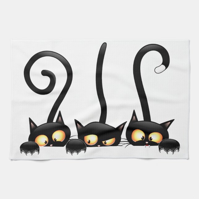 Linge De Cuisine Chats Naughty, Playful et drôle de personnages (Horizontal)