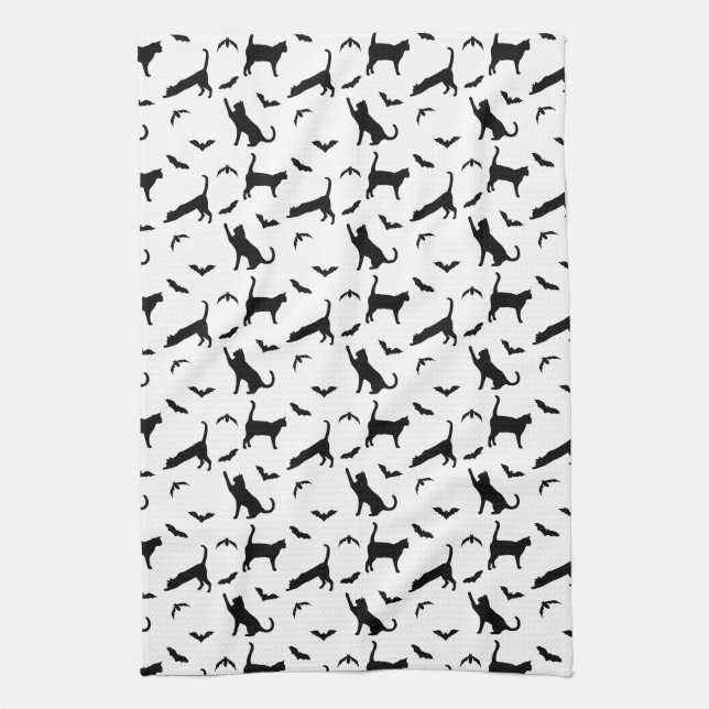 Linge De Cuisine Chats Noirs Et Chats Motifs Fun Halloween (Vertical)