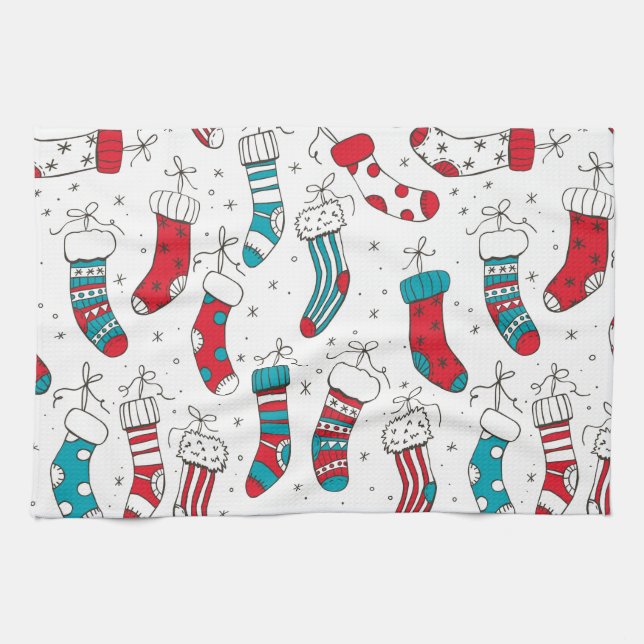 Linge De Cuisine Chaussettes de Noël (Horizontal)