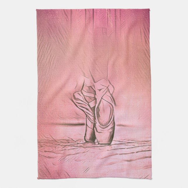 Linge De Cuisine Chaussures de ballet rose à Pointe (Vertical)