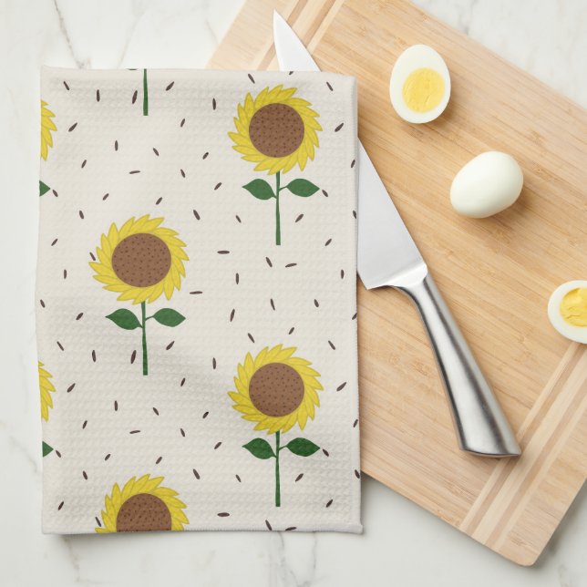 Linge De Cuisine Cheerful Sunflower Pattern Dishtowel (Quart Plié)