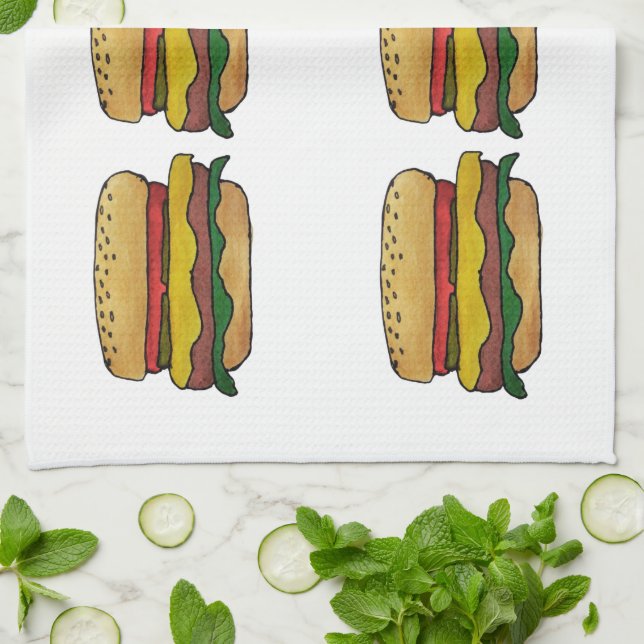Linge De Cuisine Cheeseburger Kitchen Towel (Plié)