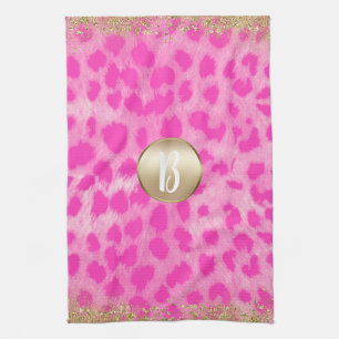 Linge De Cuisine Cheetah Leopard rose Imprimer Monogramme de Partie