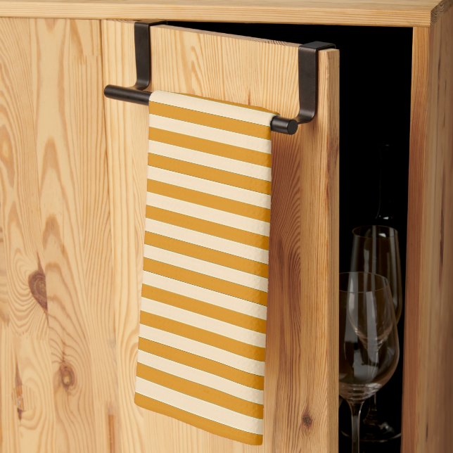 Linge De Cuisine Chef Orange Rayure Dorée (Pliage en tiers)