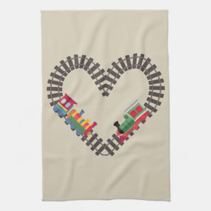 Linge De Cuisine Chemin de fer du jour de Valentines Coeur