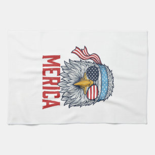 Linge De Cuisine Chemise avec gravure vintage de l'aigle patriotiqu