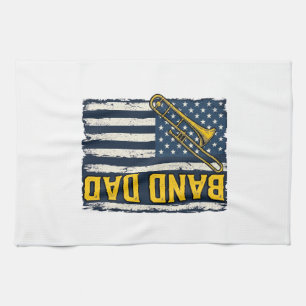 Linge De Cuisine Chemise Band Dad Trombone Drapeau Américain Vintag