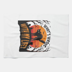 Linge De Cuisine Chemise de chat Halloween Humour de vie effrayant 