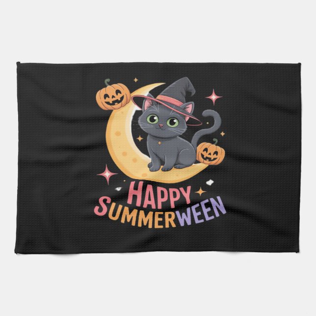 Linge De Cuisine Chemise esthétique Essentielle pour Halloween Cute (Horizontal)