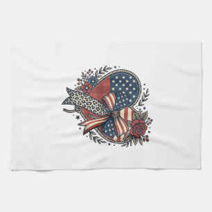 Linge De Cuisine Chemise Fleurie à Nœud Papillon Cœur Patriotique V