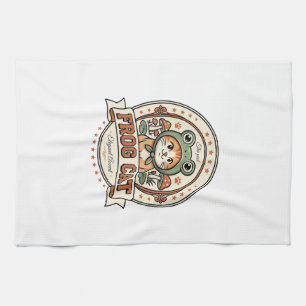 Linge De Cuisine Chemise Frog Cat Frogcore Chat Art Vector Vintage