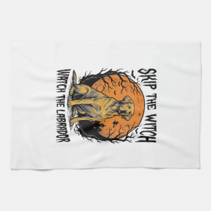 Linge De Cuisine Chemise Labrador Halloween avec avertissement de c