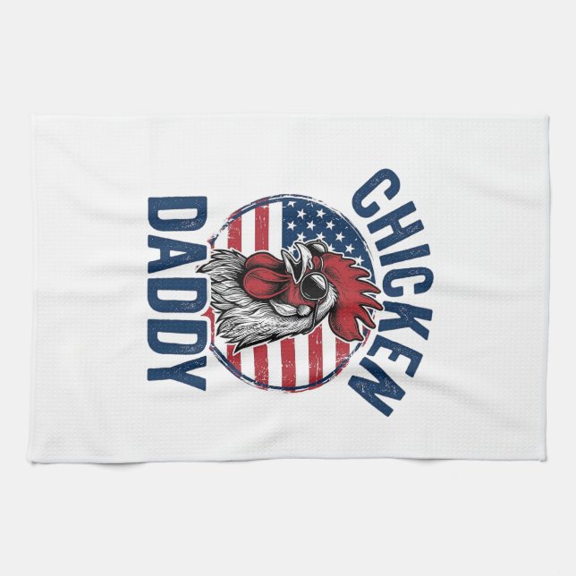 Linge De Cuisine Chemise patriotique vintage Coq Papa Poulet Desi (Horizontal)