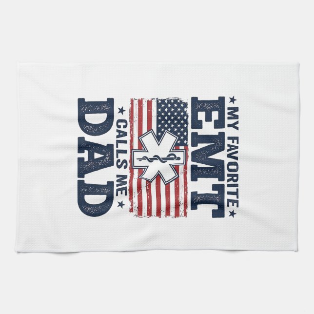 Linge De Cuisine Chemise Patriotique Vintage Mon EMT Préféré M'appe (Horizontal)