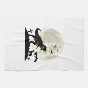 Linge De Cuisine Chemise silhouette de cimetière de chien dinosaure