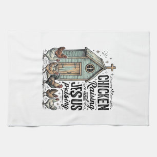 Linge De Cuisine Chemise vintage de ferme élevant des poulets et lo