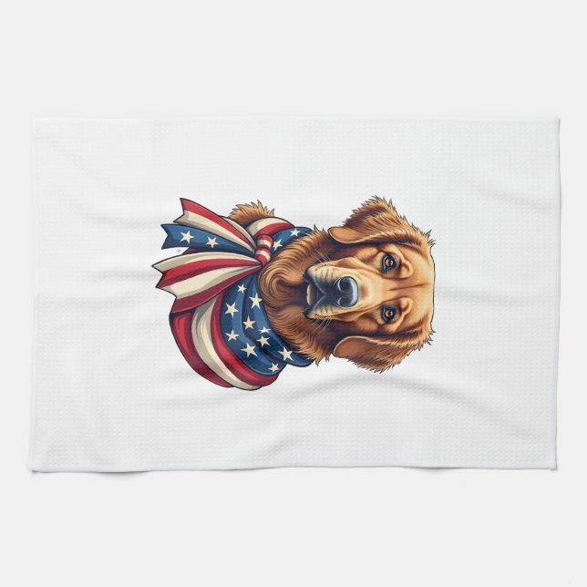 Linge De Cuisine Chemise Vintage Old Glory Golden Retriever 2 (Horizontal)