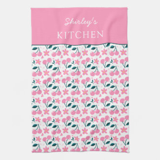 Linge De Cuisine Cherry Pink Personalized Tea Towel | Custom Name K