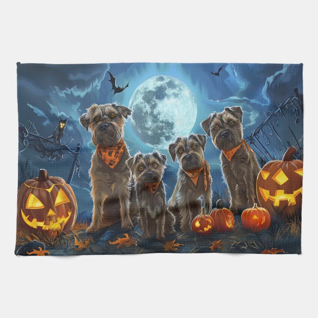 Linge De Cuisine Chesapeake Bay Terrier Halloween Éffrayant (Horizontal)
